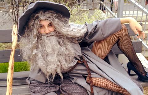 Lady dressed up as sexy Gandalf