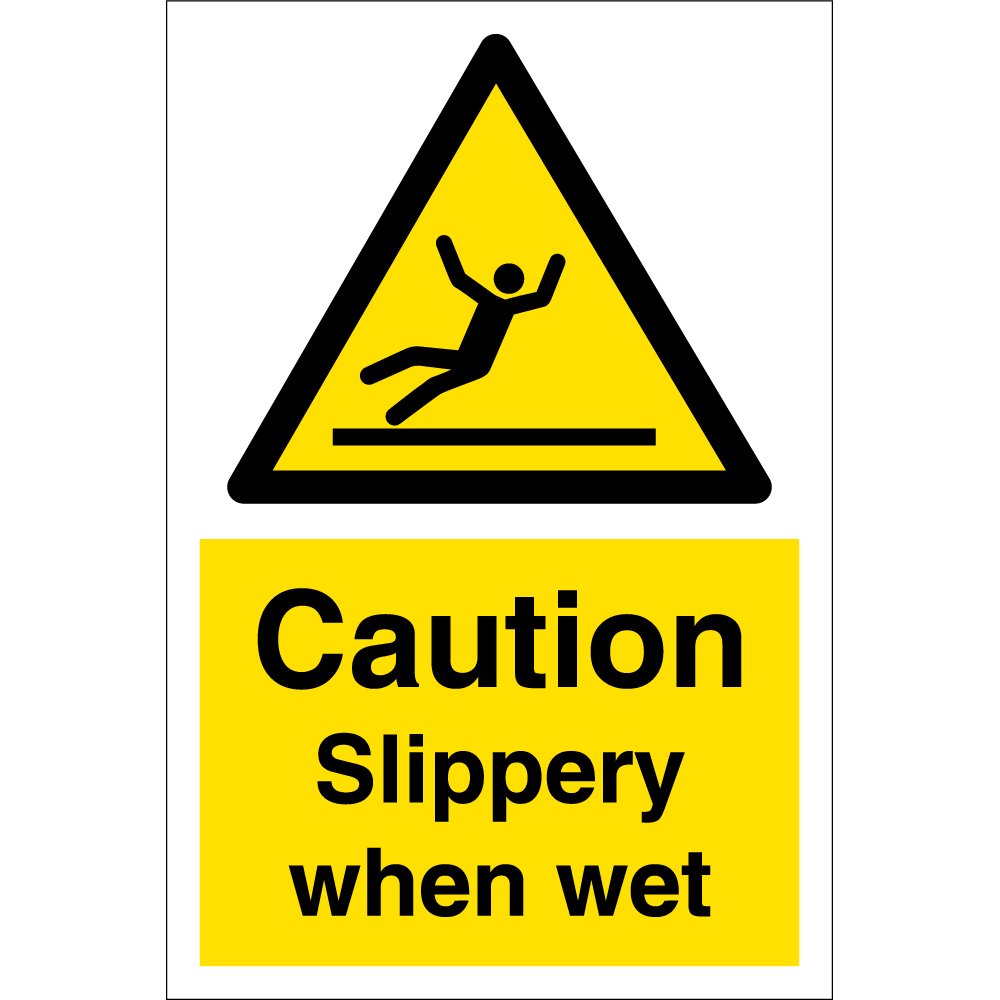 Caution, slippery when wet sign